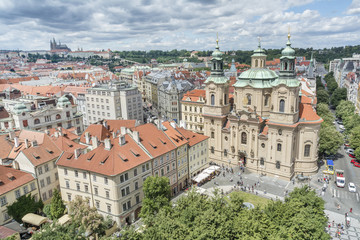 Fototapeta na wymiar The Church of St Nicholas and Old Town Square, Prague, Czech Republic