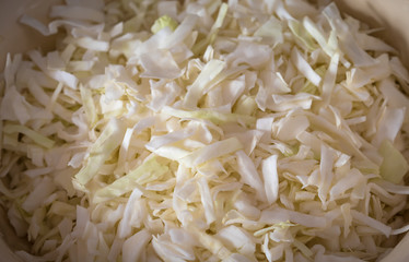 Fresh sliced cabbage.