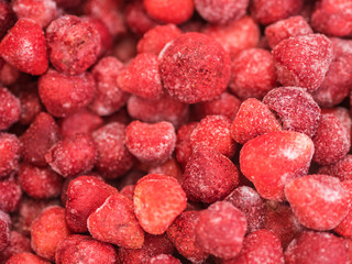 Fruits in a supermarket. Frozen strawberries.
