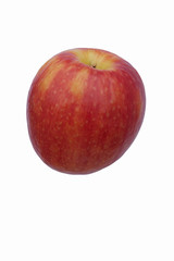 Cripps pink apple (Malus domestica Cripps Pink). Alternate name is Pink lady apple. Hybrid between Golden Delicious and Lady Williams apples. Image of single apple isolated on white background