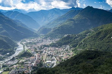 Panoramic view of Varallo Sesia, Piedmont, Italy - obrazy, fototapety, plakaty