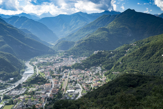 Panoramic view of Varallo Sesia, Piedmont, Italy