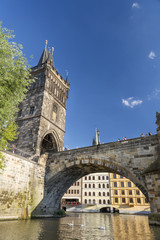 Fototapeta na wymiar Old Town Tower And Charles Bridge, Prague, Czech Republic