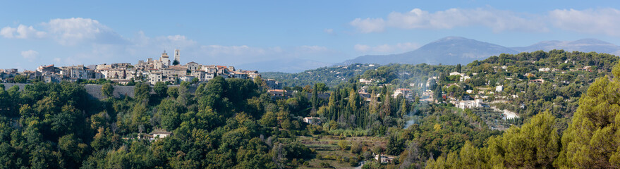 Panoramic view of the old mountain village Vence, in France.