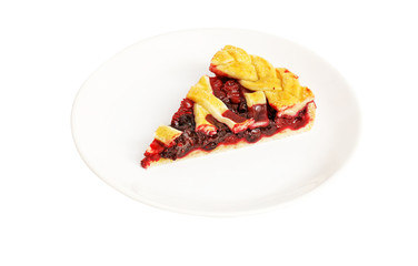 Homemade berry pie with cherries and raspberries