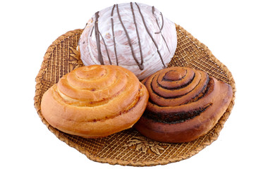 Delicious buns isolated on white background