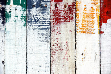 grunge colorful wooden panels as background.