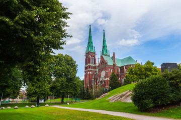 Fototapeta na wymiar St. John's Church. Johannes Church - Famous Landmark In Helsinki, Finland. It Is The Largest Church In Finland By Seating Capacity