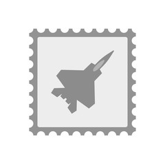Isolated mail stamp icon with a combat plane