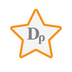 Isolated line art star icon with a drachma currency sign