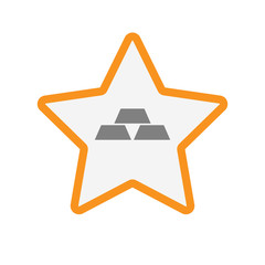 Isolated line art star icon with three gold bullions