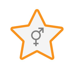 Isolated line art star icon with a bigender symbol