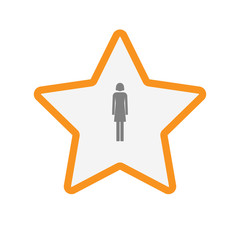 Isolated line art star icon with a female pictogram