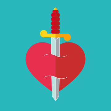 Heart with dagger icon vector illustration