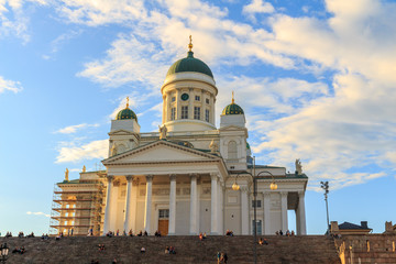 Beautiful view of famous Helsinki Cathedral in beautiful evening light, Helsinki, Finland