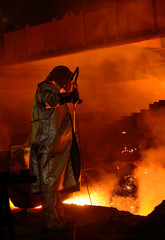 Steel worker in plant