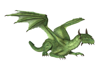 3D Rendering Fantasy Dragon on White