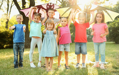 Group of playful kids in park