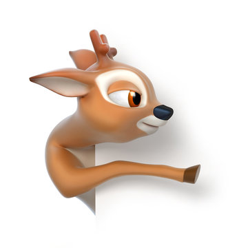 little cartoon fawn shows something