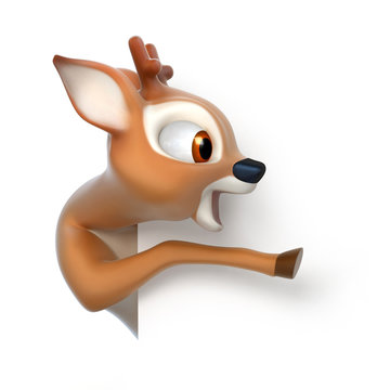 little cartoon fawn shows something