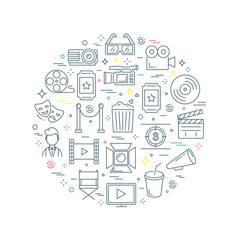 Cinema abstract concept vector illustration line style
