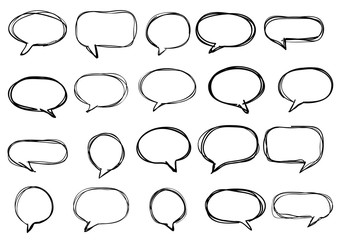 Hand-drawn vector speech bubbles sketchy doodle set