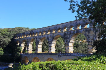 Obraz premium Pont du Gard is an old Roman aqueduct, southern France near Avignon