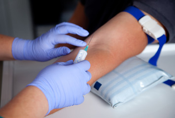 The doctor or nurse will take a blood sample from a vein for testing