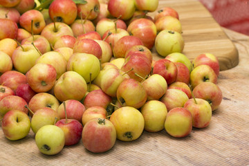 ripe wild apple tree crop on the table