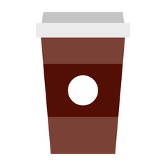 Brown Paper cup of coffee icon in flat style on a white background