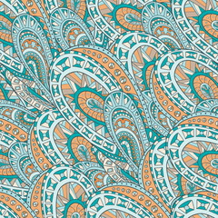 Seamless pattern of hand-drawn and colored abstract elements. Vector graphics . Abstract zentangle seamless .