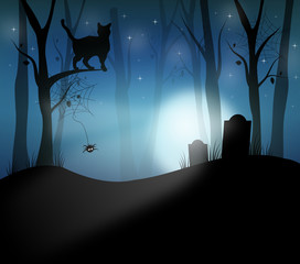 Dark forest night