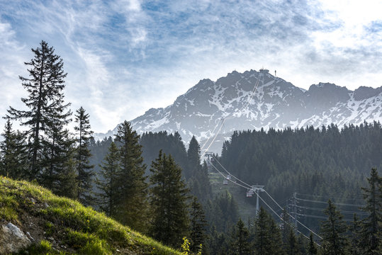 Switzerland, Grisons, Swiss Alps, Parc Ela, Plessur Alps, Arosa Rothorn, cable car