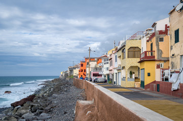 Colorful houses at Paul do Mar, Madeira island coast.