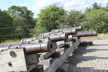 Fototapeta na wymiar Historische Kanonen bei Schloss Uppsala in Schweden