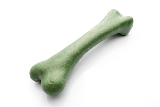 Green Dog Chew Bone on White background