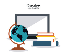 book laptop planet education learning school icon. Colorful design. Vector illustration