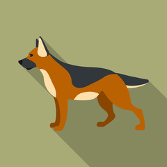 German shepherd vector icon in flat style for web