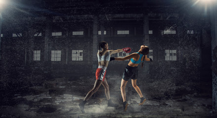 Obraz na płótnie Canvas Women ultimate fighting . Mixed media