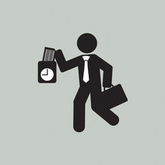 Businessman Using Punch Card For Time Check Vector Illustration