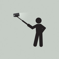 Monopod Selfie Self Portrait Tool For Smartphone Vector Illustration