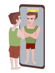 man with megalomania looking into the mirror