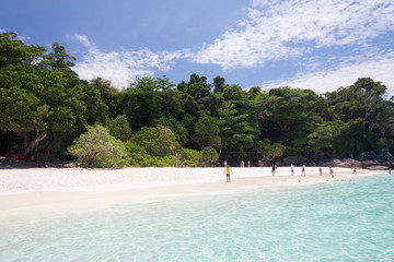 Turquoise sea and white sand at Similan island , Thailand