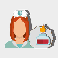nurse woman tube lab chemistry vector illustration graphic
