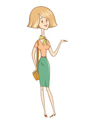 Illustration of young woman with purse