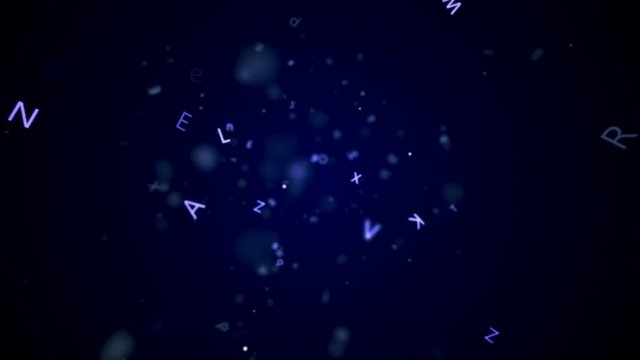 The End title.At the end of movie, story, intro.Letters flying and creating text, title The End.