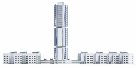 3D Render of a high-rise facade