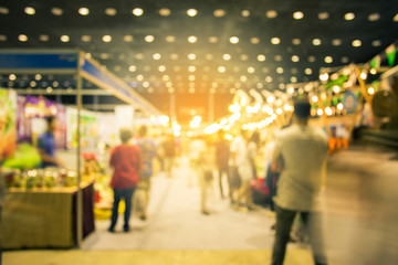 Blurred image of street market, split retro tone color effected