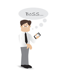 cartoon man dislike when the boss calling