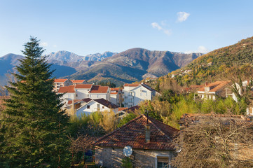 Fototapeta na wymiar Sunny winter day in Tivat city. Montenegro